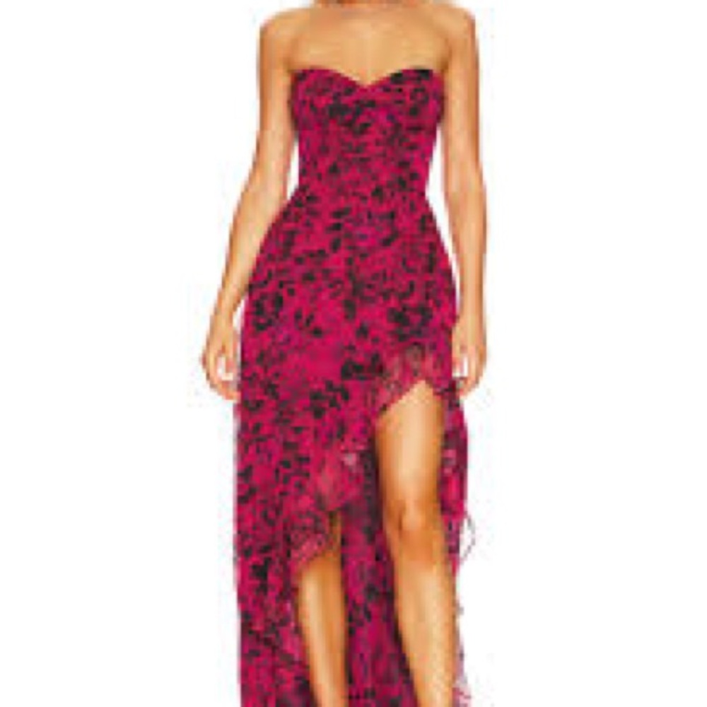 Amanda Uprichard Strapless Pink and Black Dress